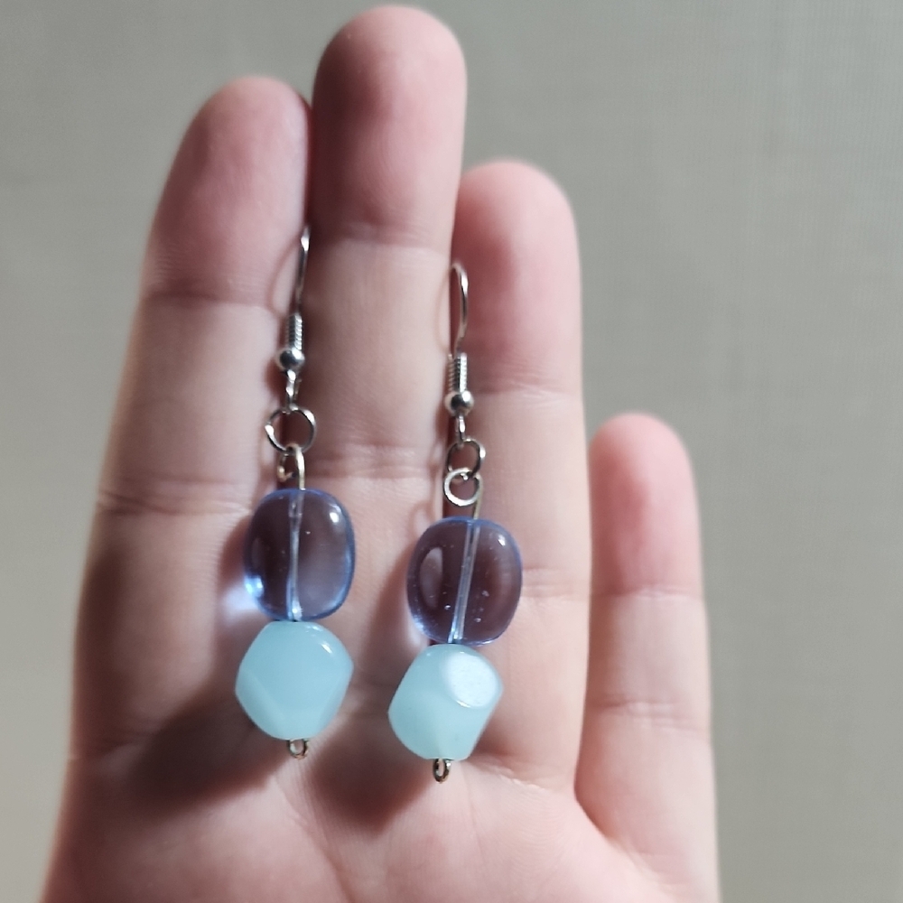 Blue and Silver Dangle Earrings